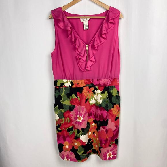 Anthropologie Tabitha Great Escape Floral Sheath Dress Size 14 Pink Twee Cottage - Picture 15 of 15
